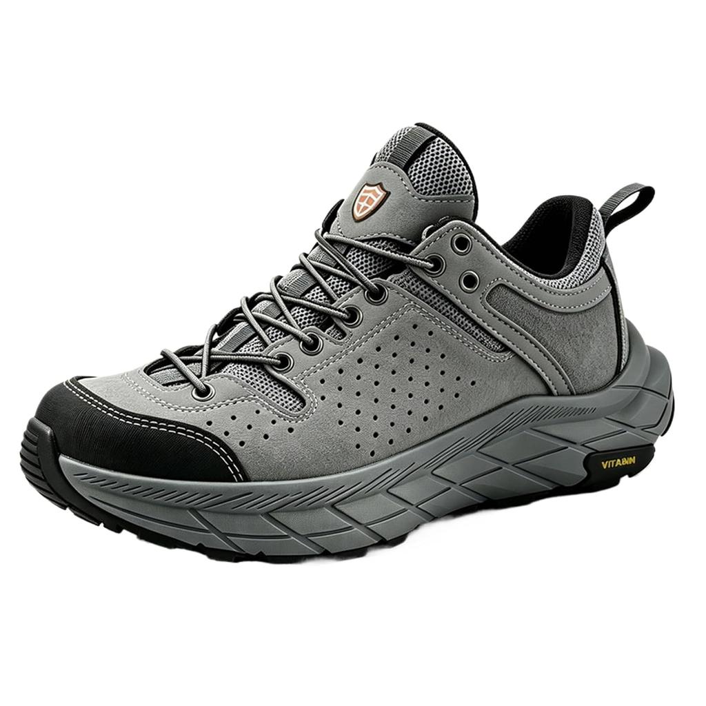 Rikouyuu Gore-Tex hiking shoes sneakers men trekking waterproof thick sole 5cm high-quality cow leather mid-cut wide round toe lightweight cushioning