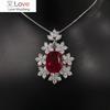 Temperament Luxury Necklace for Lady Delicate Design Bright Red Zirconia Pendant Accessories for Party Noblewomen Jewelry
