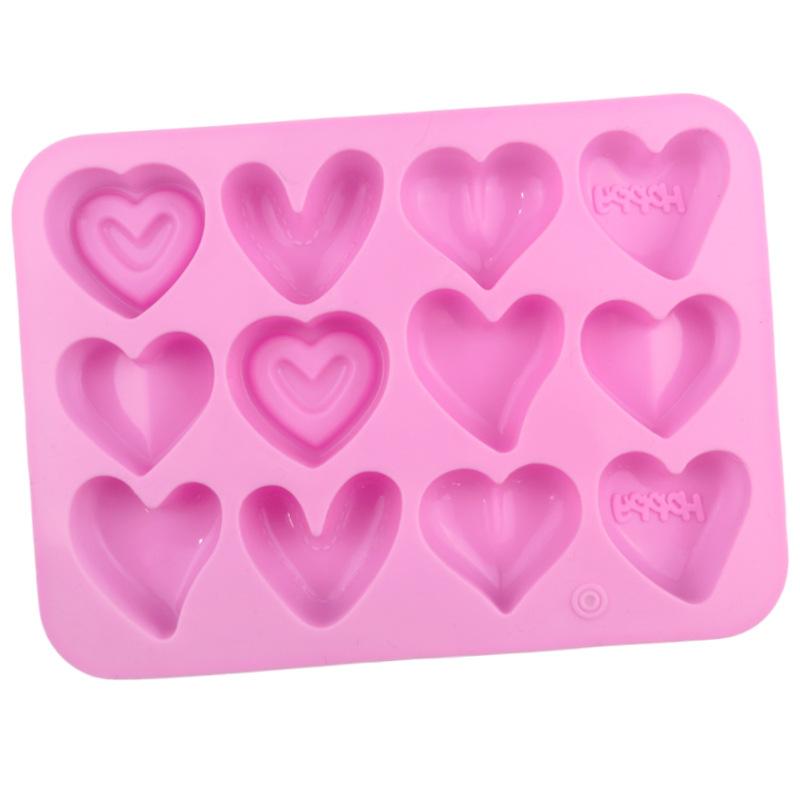 Heart Chocolate Silicone Mold For Valentine's Day Love Candy Jelly Ice Cube Tray Wax Melts Cake Decoration Cupcake Topper Tools