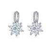HUAMI Double Layer Flower Earrings Hoop Ear Clip With CZ Zirconia Design Big Jewelry For Wedding Women Earrings Dangle Drop