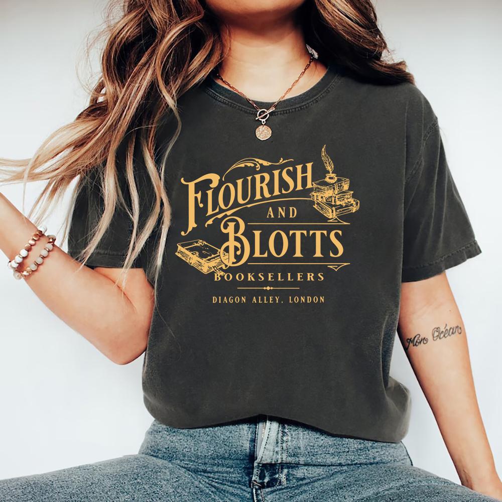 Футболка Flourish and Blotts Wizard Book Shop Рубашка для чтения книг Волшебные футболки Футболка «Школа волшебства» Футболки с рисунком «Волшебный мир»