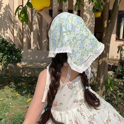 Breathable Women Triangle Headscarf Floral Lace Headscarf Hot Hair Band Summer