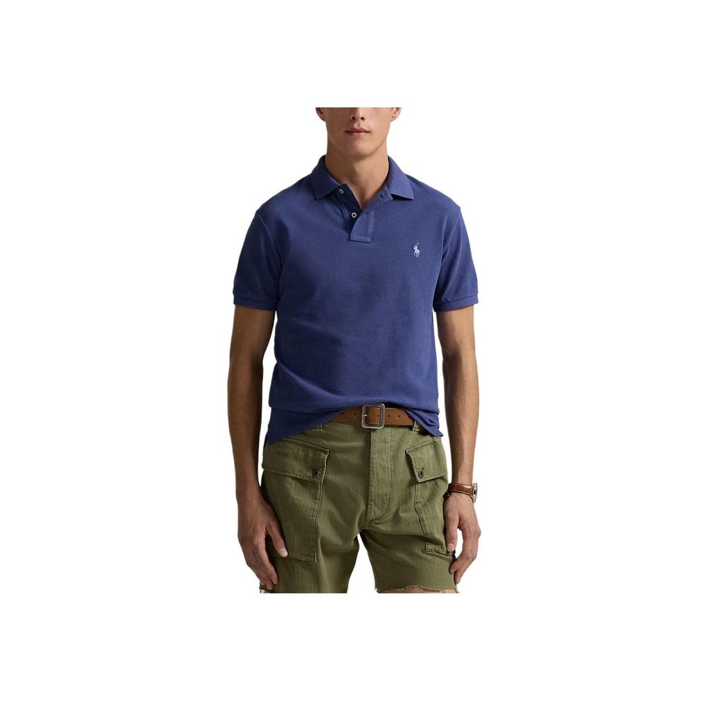 Polo Ralph Lauren Logo Slim Fit Рубашка поло с коротким рукавом Мужская верхняя часть Синяя 710680784-410