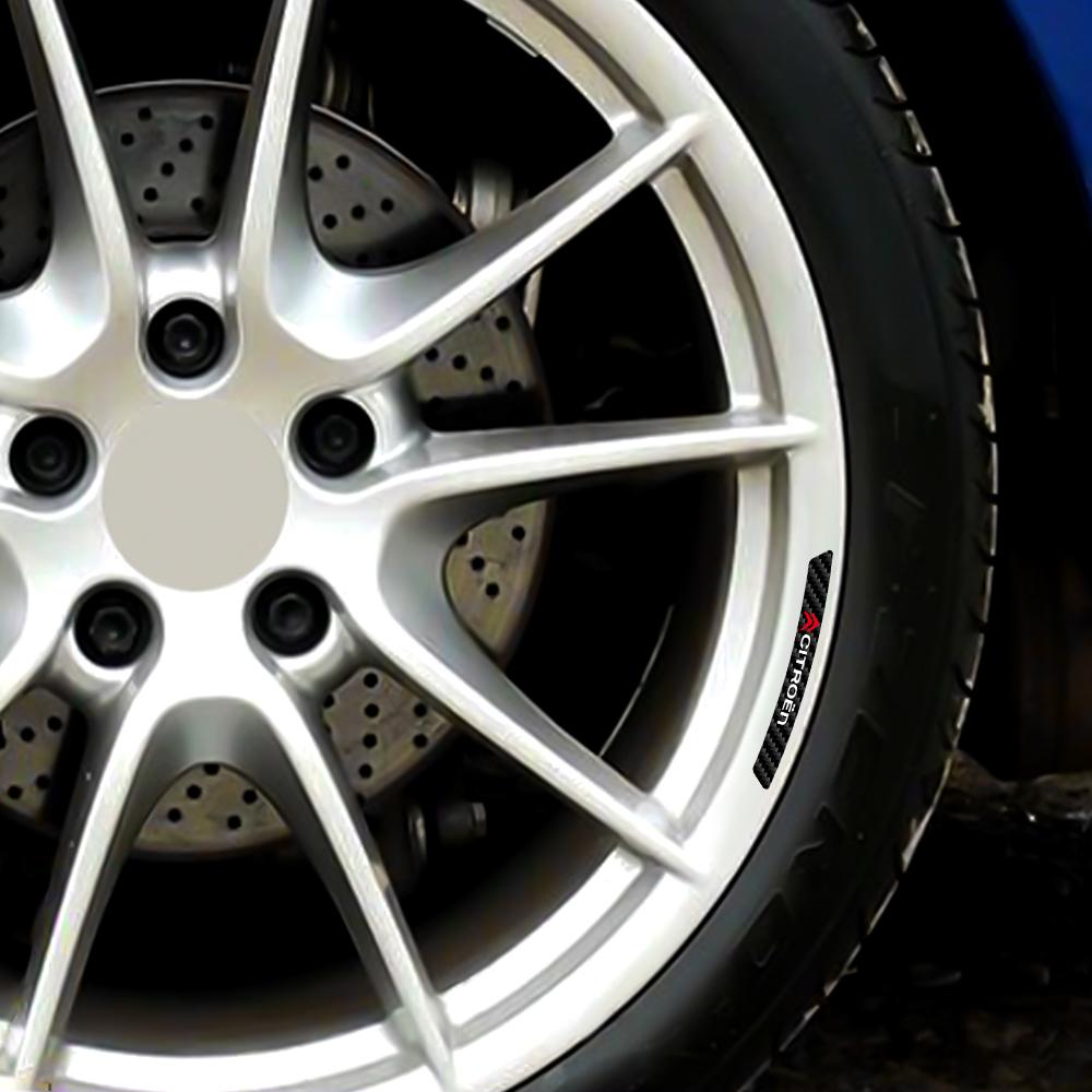 4pcs Carbon Fibre Car Wheels Rims Decor Decals Stickers For Citroen C1 C2 C3 C4 C5 C6 C8 C4L DS3 DS4 DS5 Auto Wheel Accessories alc256