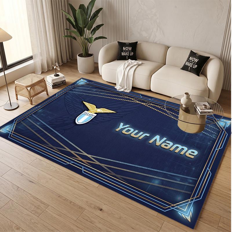 Personalized Crystal Velvet Carpet Lazio FC Pattern Non Slip Floor Rug