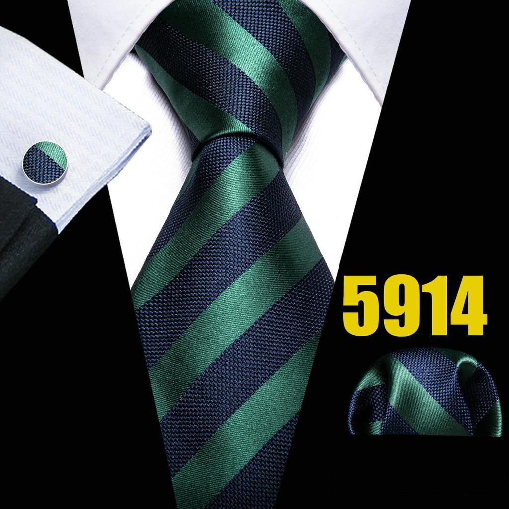 Mens Fashion Neckties Teal Silk Tie Pocket Square Cufflinks Blue&Green Formal Casual Ties