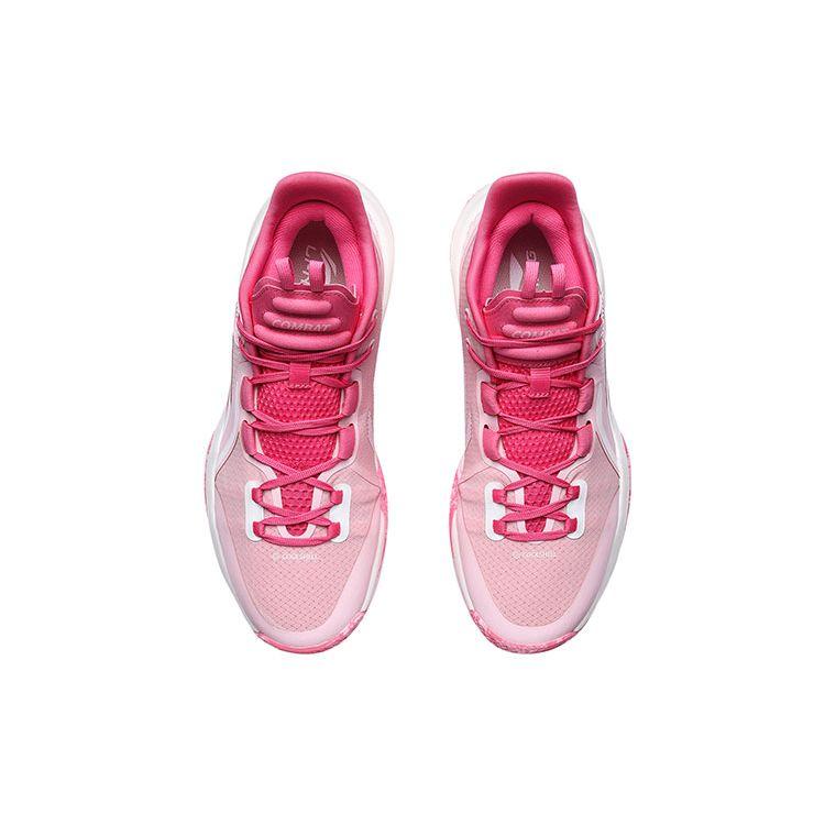 Баскетбольные кроссовки Li Ning Combat Low с противоскользящим эффектом, прочные, среднего размера, мужские кроссовки персиково-розового цвета ABPR027-6