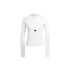 ЗНЕ. Футболка с длинными рукавами, ребристыми рукавами и логотипом, женские топы, белый цвет IM4920