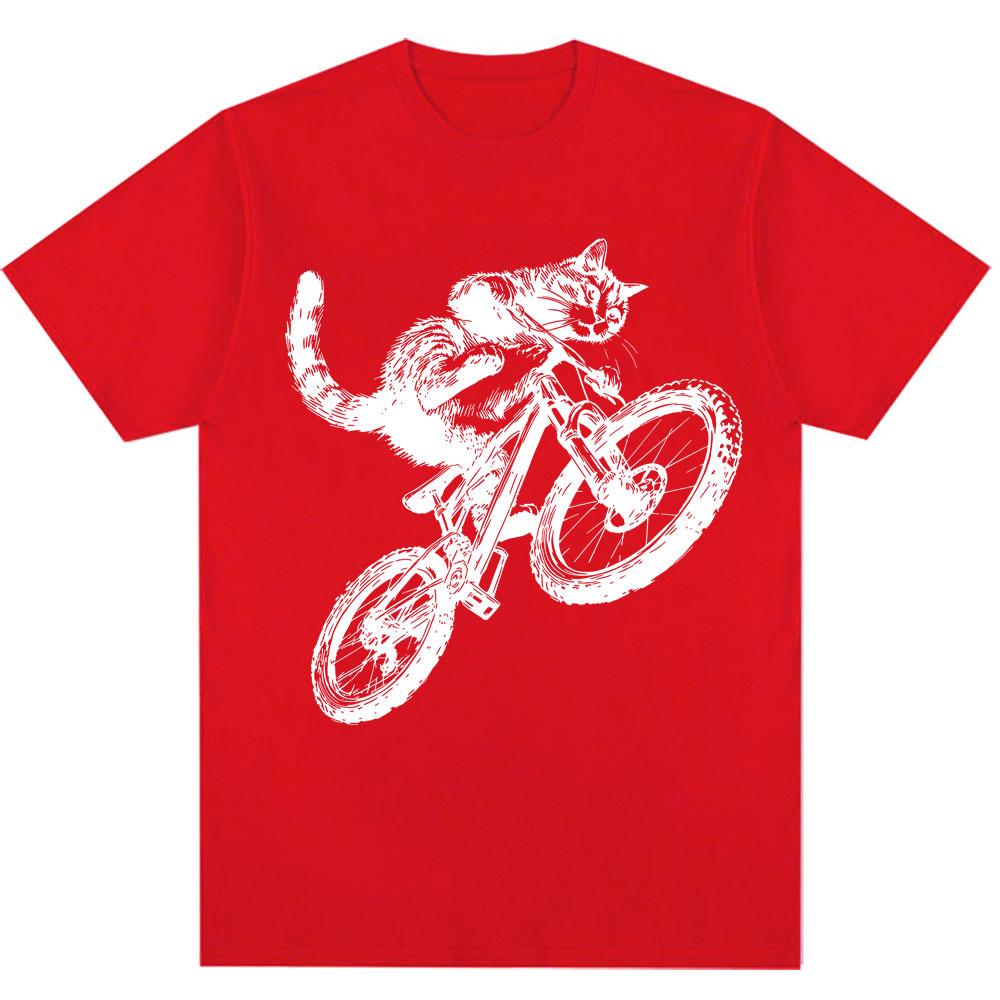Смешной Кот Котенка Едет на Велосипеде Мем Графические Футболки Мужские Женские 90-е Винтажная Футболка Оверсайз Хлопковые Футболки