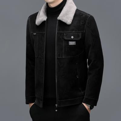 Кожаная куртка-пуховик мужская зимняя новая мужская флисовая утолщенная повседневная куртка с лацканами мужская кожаная повседневная