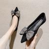 Fashion Rhinestone Pointed Toe Shoes for Women Black Slip-on With Bow Woman Flats Y2k 2025 Summer Elegant Dress Shoe Discount Wholesale