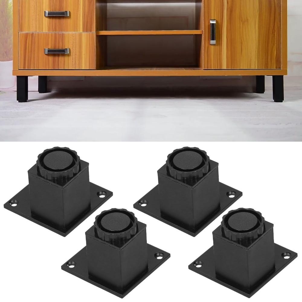 4Pcs/Set Black Furniture Leg Aluminum Alloy Sturdy Adjustable Cabinet Leg Adjustable 60mm/80mm Square Furniture Leg