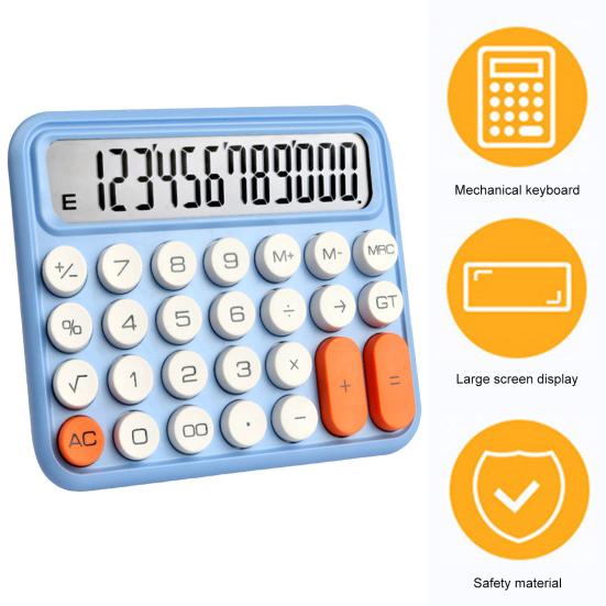 Механический калькулятор 12-значный с большим ЖК-дисплеем Удобный точный калькулятор с большой круглой кнопкой