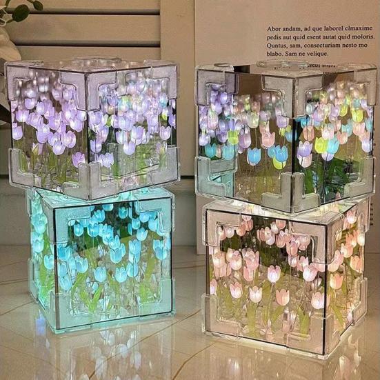 Светодиодный ночник-тюльпан в виде цветка, реалистичное мягкое свечение, простая установка у кровати