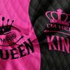 3pcs Couple's King & Queen Printed Duvet Cover SetRomantic Heart Crown Design Pink Black Contrast for Sweetness with Elegance