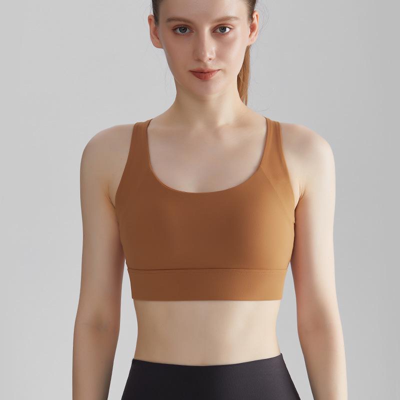 Женский спортивный бюстгальтер высокой прочности LAHN: Ударопрочная фиксированная чашка для бега, фитнеса и йоги