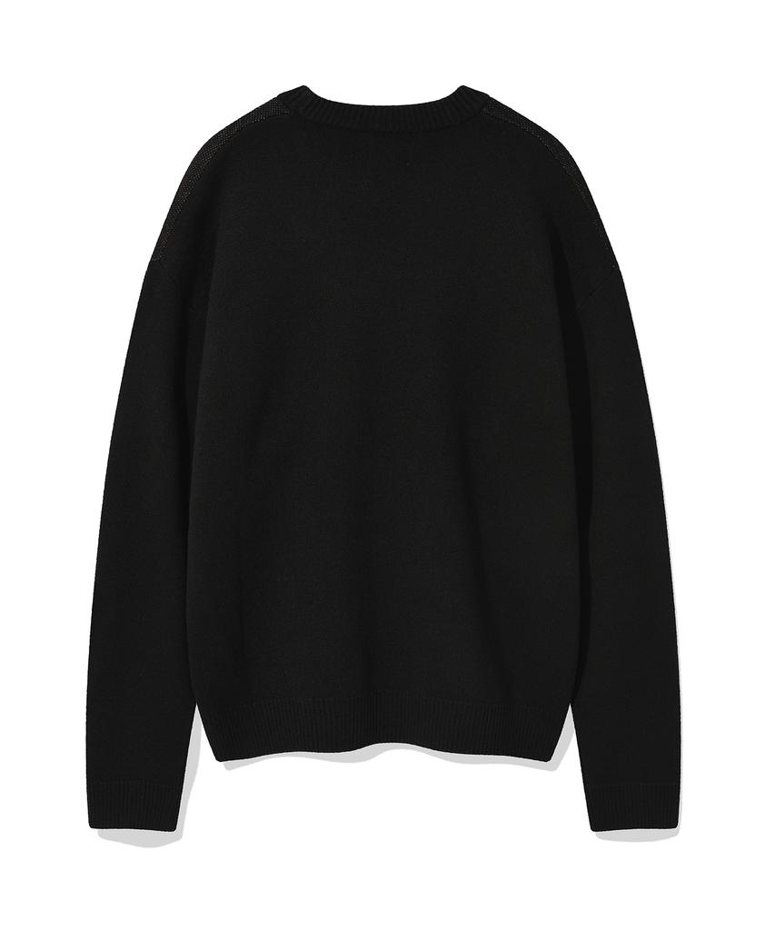 WACKY WILLY Typographic Pullover Sweater Black