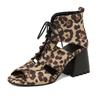 Мода Мода Ботильоны с открытым носком для женщин Сандалии Обувь Сексуальный Деним Высокие каблуки Платформа 2025 Лето Женские Леопардовые На шнуровке Mujer 41 4