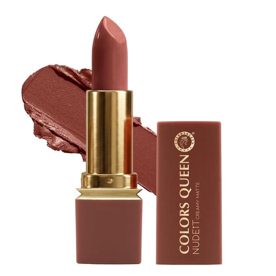 Colors Queen Nude It Creamy Matte Lipstick – 3.6g | Lightweight, Waterproof Lipstick for Women (08 - Crimson Red)