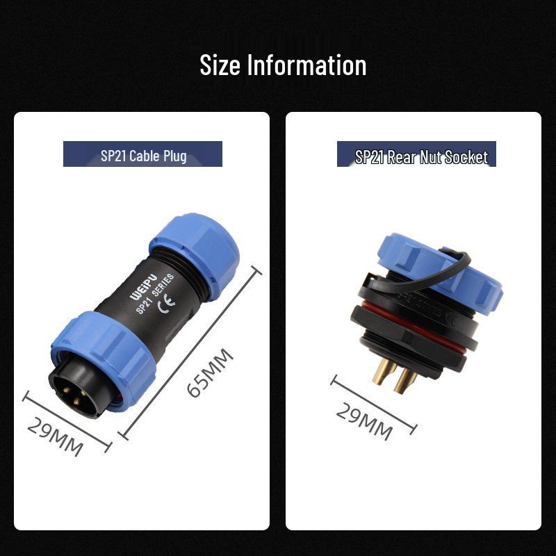 SP21 12-Pin Waterproof IP67 Aviation Plug Rear Nut Solder Connector