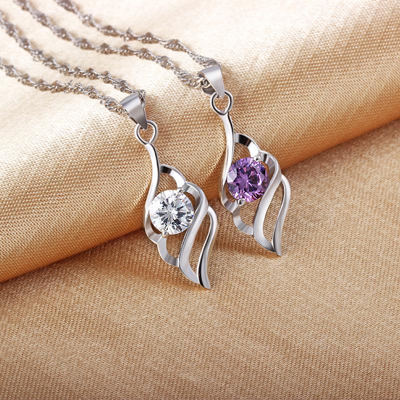 Ожерелье из стерлингового серебра 925 пробы с ангельским пером, украшения в корейском и европейском стиле, хрустальные подарки, Рождество.