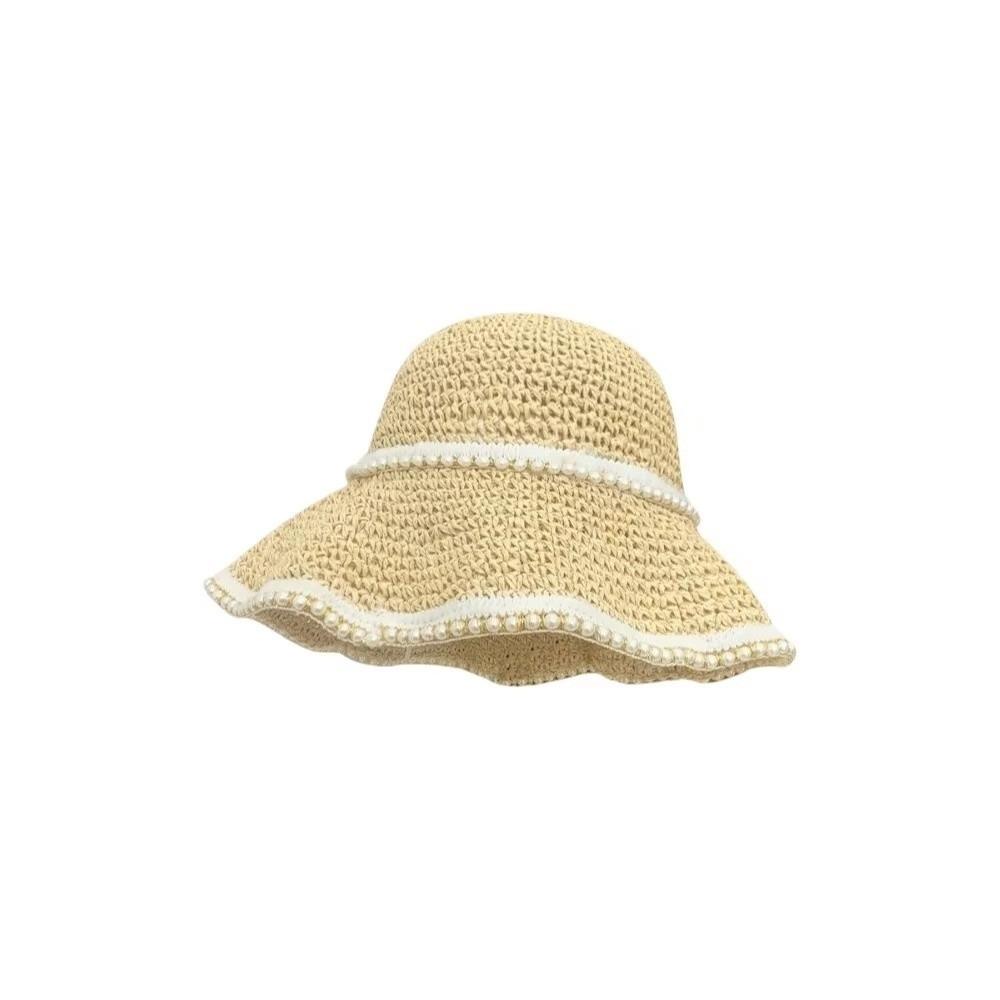 Breathable Straw Fisherman Hat Foldable Hollow Beach Cap Korean Style Bucket Hat for Spring Summer