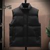 Men Vest Stand Collar Sleeveless Zipper Placket Warm Winter Jacket with Pockets Solid Color Thickened Outerwear