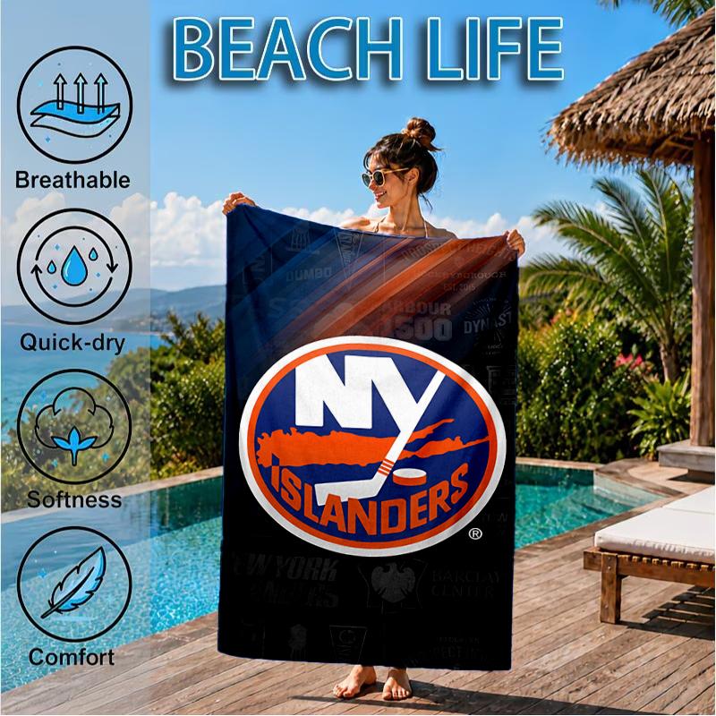 Ny Islanders Pride Beach Towel, Super Soft Microfiber, Perfect Gift for Her/Him, Birthday, for Pool, Beach, Travel, Decor Beach Party