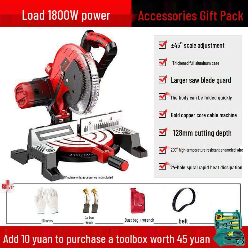 Высокоточная алюминиевая торцовочная пила 10 дюймов, 45º Многофункциональная режущая машина