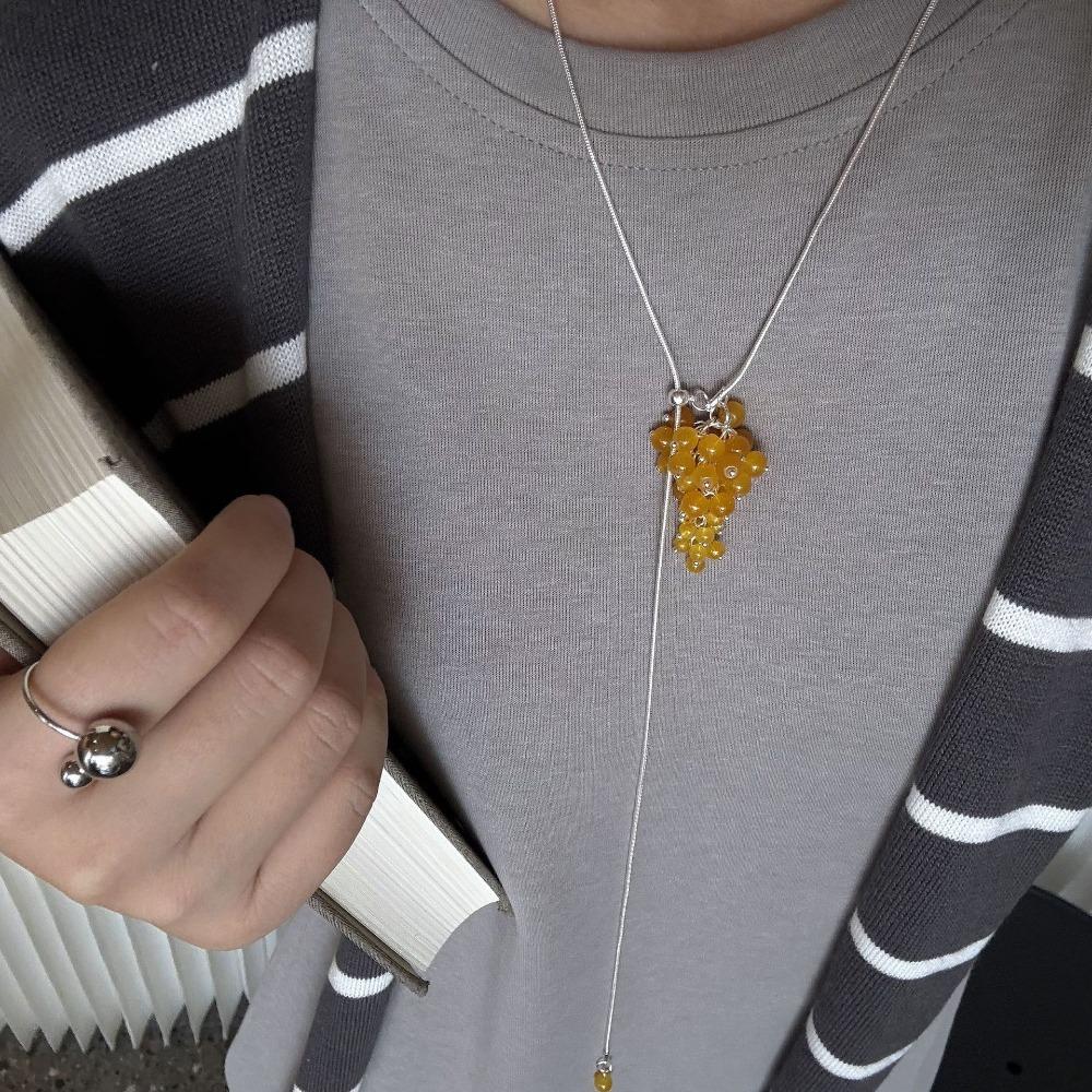 Jewelry Grape Cluster Necklace Silver Pearl Grape Sweater Chain Grapes Pendant Necklace  Gift