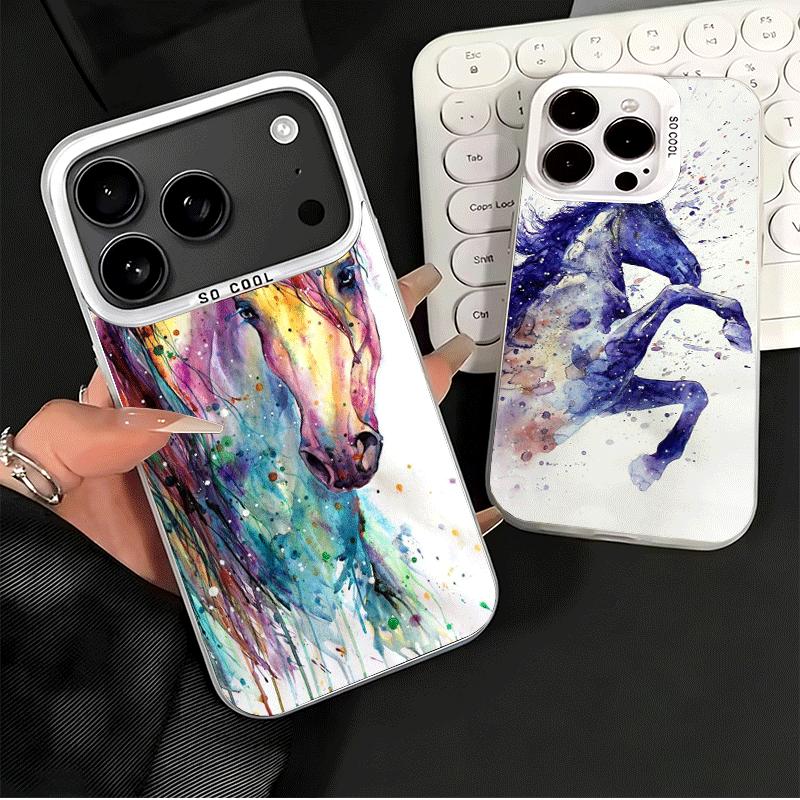 Масляная живопись Лошадь Ударопрочный чехол для телефона для iPhone 17 Air 16 16E 15 Pro Max 14 Plus 13 Mini 12 Задняя крышка Защита от падения Fundas