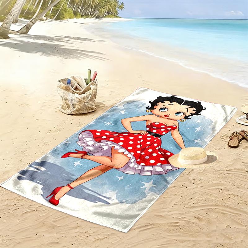 Betty Boop Beach Towel Suitable for Travel, Outdoor Activities, Swimming Pools, Yoga, Surfing, Camping, Hiking, Gym
