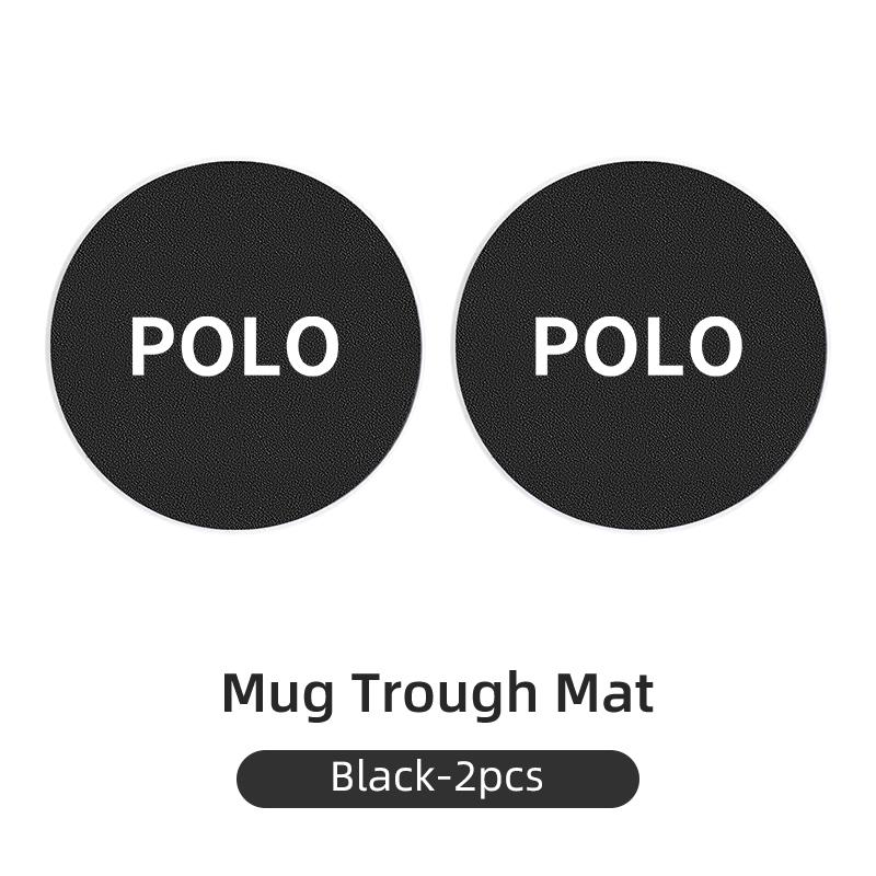 RFKNG1 2Pcs Car Leather/Carbon Fiber Water Cup Coasters Anti-Slip Pads For VW Polo Scirocco Jetta Beetle Passat Tiguan Sharan Touran