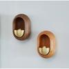 Solid Wooden Round Doorbell with Magnetic Brass Wind Chimes Wireless Jingle Bell Entrance Bell Pendant for Home Decoration