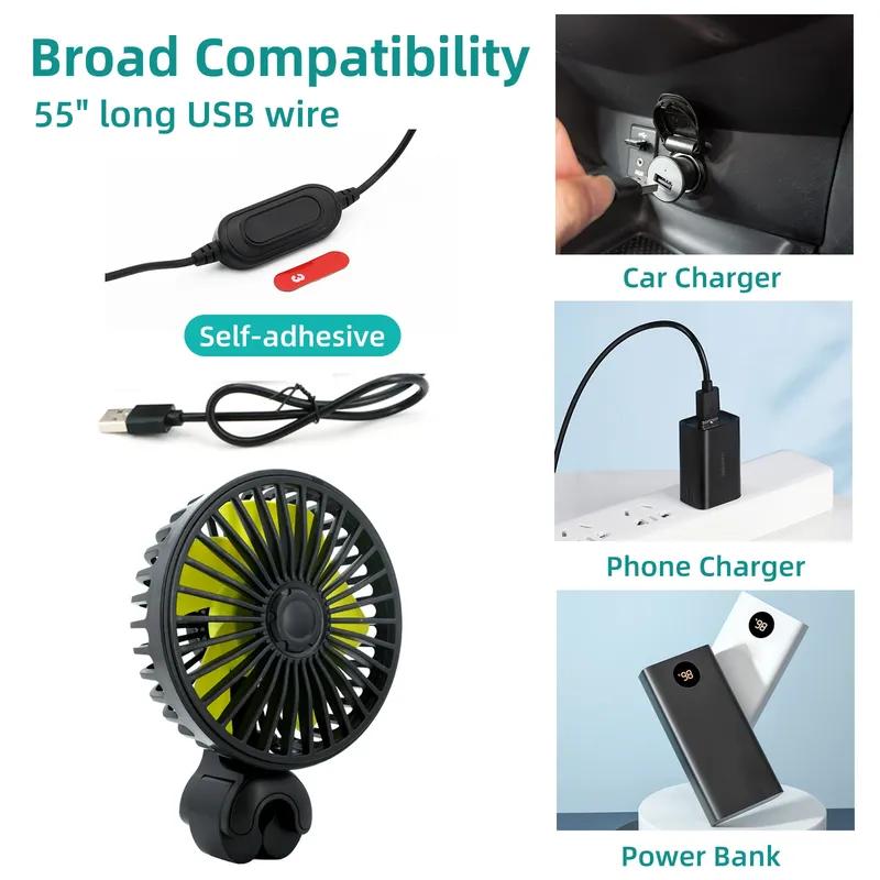 Hipacool Car Fan Cooler Rear Seat Ventilador USB Freshener Portable Air Conditioner Cooler Auto Ventilator 5Blades 3 Gear Wind