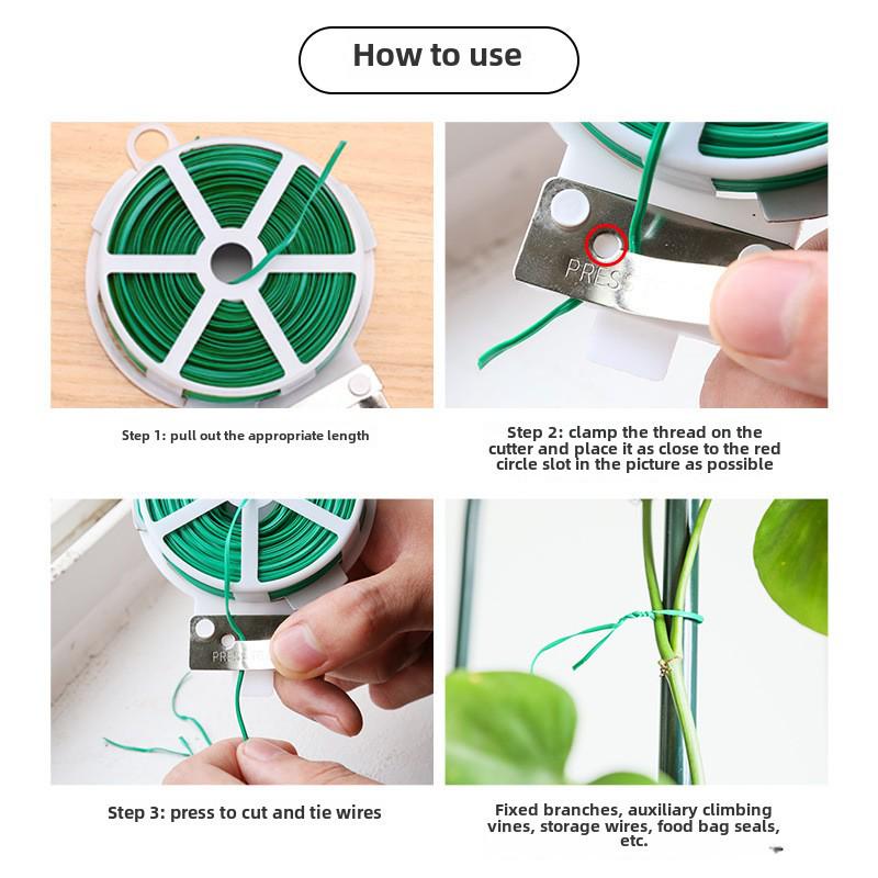 PVC Gardening Tie: Green Plastic-Coated Wire for Flowers & Trees