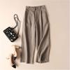 Women's Summer Casual Cotton and Linen Pants, Student High Waisted Loose Straight Leg Pants