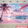 2D Розовый Пальмовый Деревья Пляж Фотофон для Фотосессии