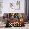 Теплое Мягкое Одеяло Кемпинг Персонажи Фильма Sing 2 Бастер Эш Постельное Белье Пледы Фланелевое Покрывало Для Дивана Кресла Диван-Кровать Обложка