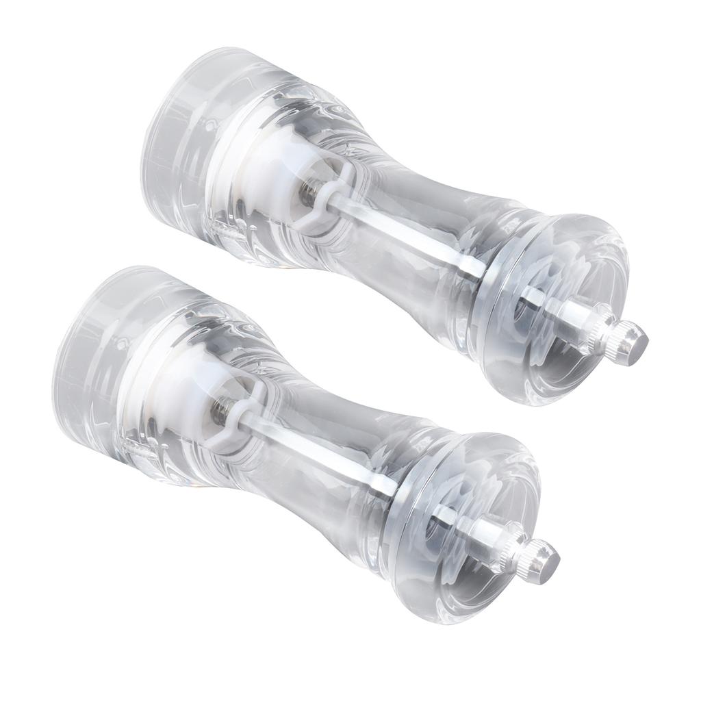 2Pcs Acrylic Manual Grinder Transparent Pepper Salt Mill Spice Jar Grinder Kitchen Grinding Tool6in