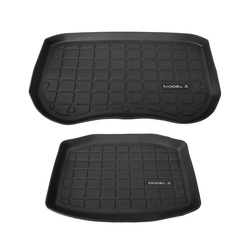 For Tesla Model Y Model 3 2024-23 TPE Car Front Rear Trunk Storage Box Mat Pad Waterproof Protective Liner Trunk Tray Floor Mat