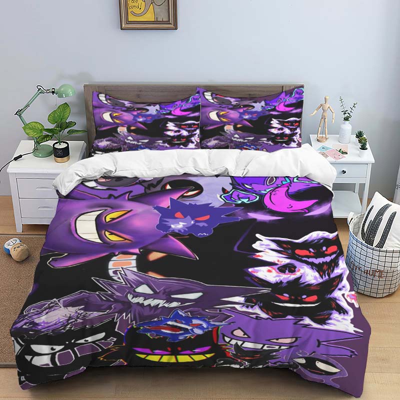 This adorable Gengar cartoon bedding set—including a duvet cover and pillowcases—is the perfect choice for decorating your bedro