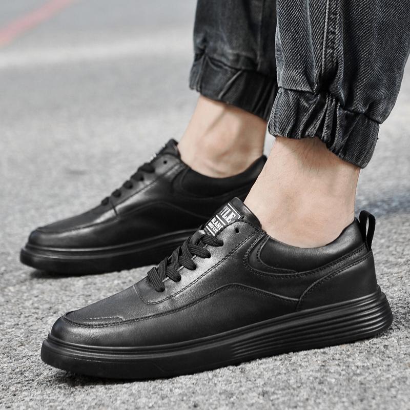 Модные мужские туфли для скейтбординга из натуральной кожи со шнуровкой, модные мужские кроссовки высокого качества, удобная мужская обувь для отдыха на открытом воздухе, простые мужские повседневные туфли на плоской подошве