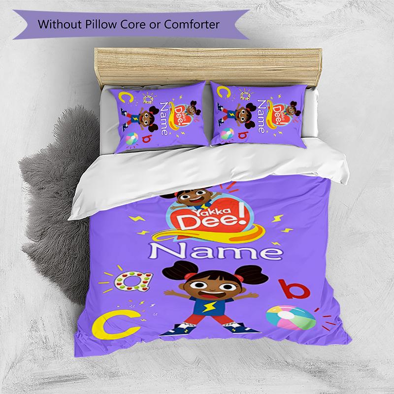 3pcs Custom Name Yakka Dee Bedding Set Duvet Cover Closure Includes 1 Duvet Cover & 2 Pillowcases for All Seasons Bedroom Decor