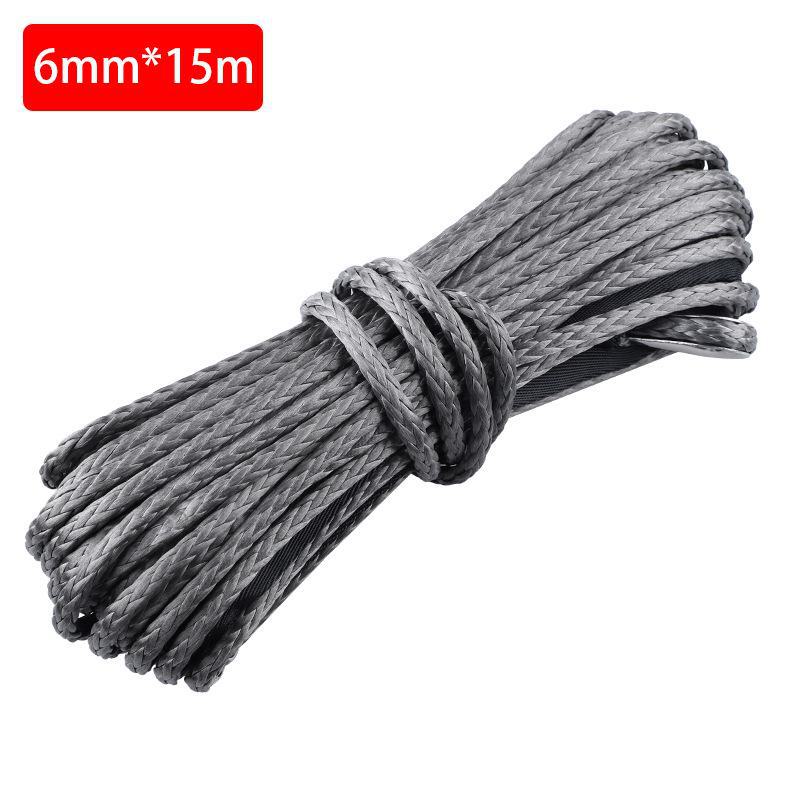 Высокопрочный канат из волокна 7700 фунтов для электрической лебедки, нейлоновый буксировочный ремень 5/6/7 мм x 15 м
