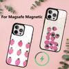 Японский корейский милый чехол для телефона со клубникой для iPhone 17, 16, 15, 14, 13, 12, 11 Plus, Pro, магнитный с Magsafe, беспроводная зарядка