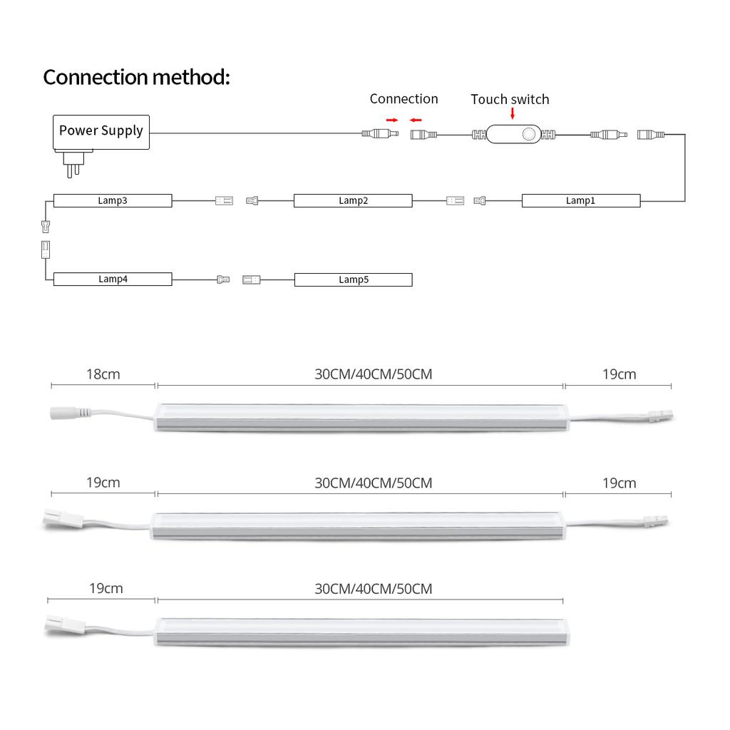 WiFi Alexa Voice Remote Control LED Under Cabinet Light Bar Dimmable Aluminium Tube Strip Shelf Closet Decor Work With Tuya App