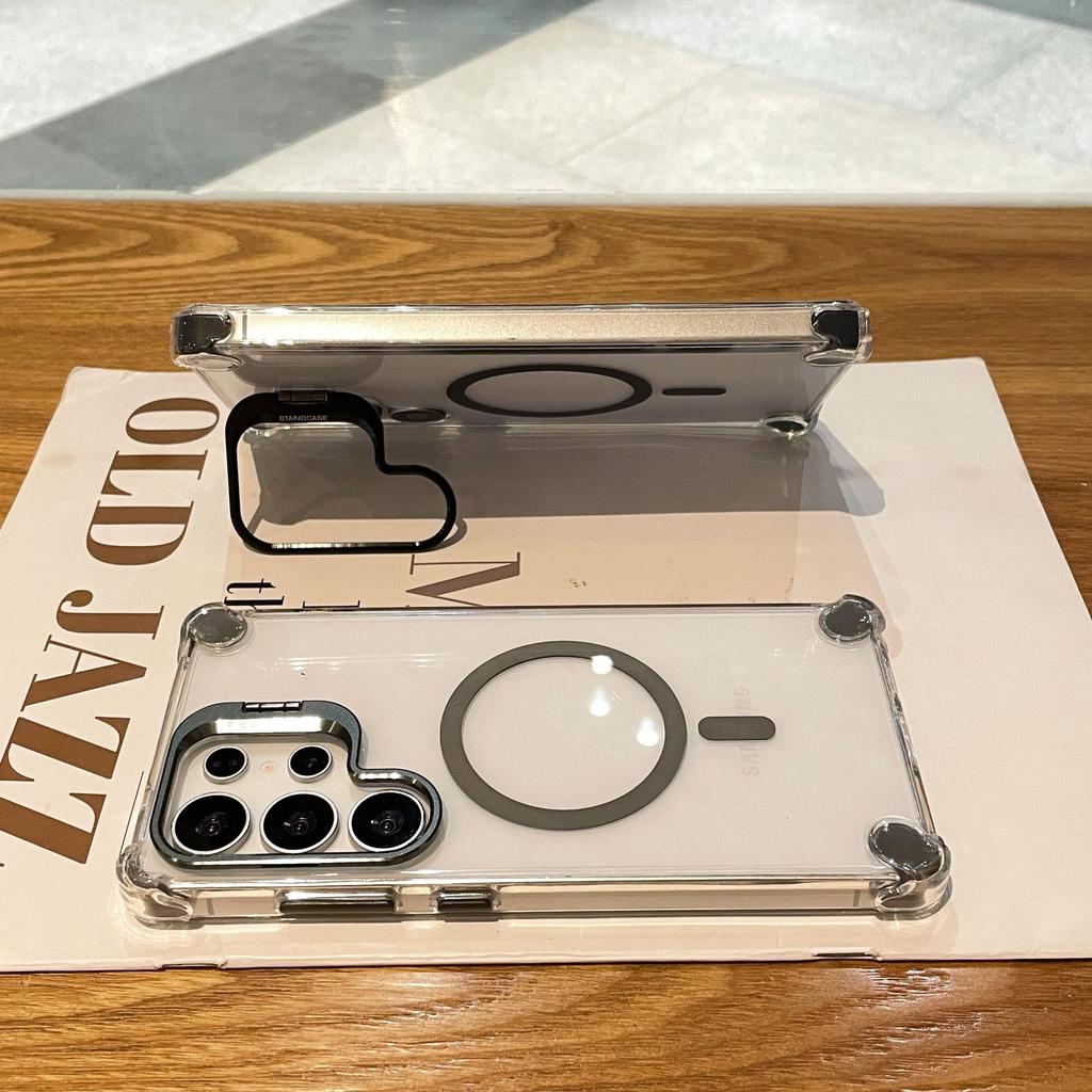 Магнитный чехол для телефона Samsung S25 Ultra Подходит для S24 Металлический кронштейн для объектива A17 Подушка безопасности на четырех углах Защита от падения A56