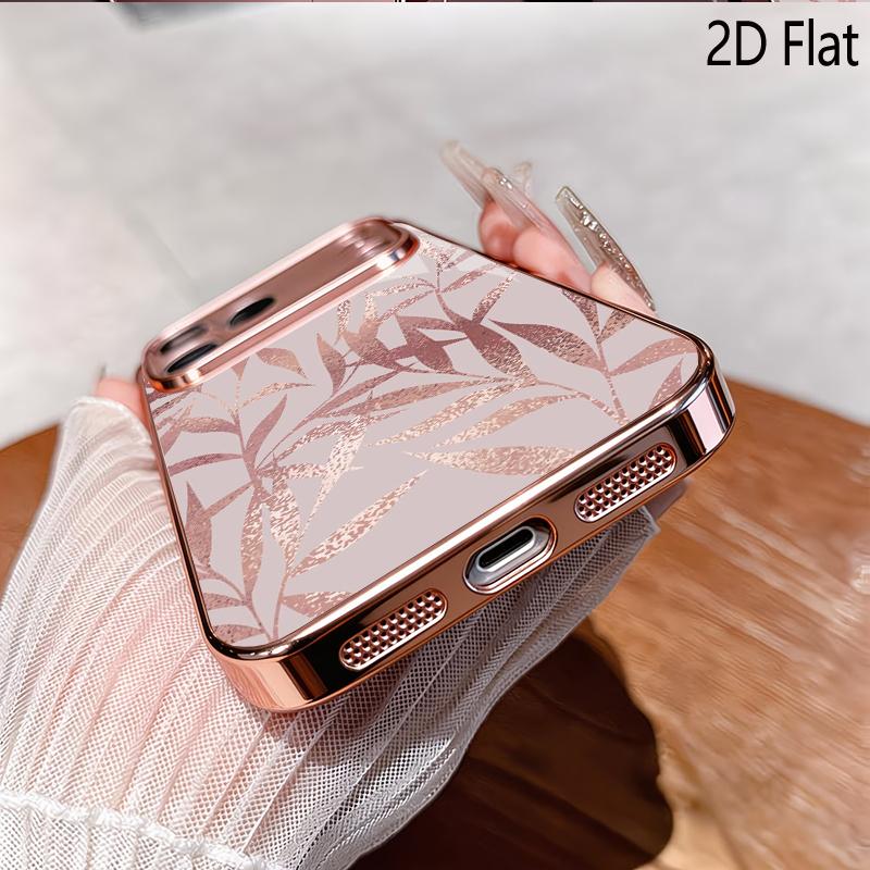 OldLeaf 2DFlat Для iPhone17 18 16 15 14 13 12 11 Pro Max XS XR 8 7Plus Чехол для телефона Ударопрочный Защитный Задняя крышка