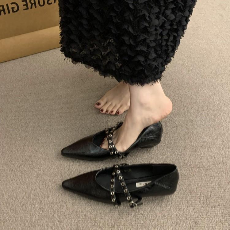 French Retro Inner Heightening Pointed Mary Jane Shoes Women's Shoes Spring and Autumn 2025 New Commuting Versatile Light Mouth Single Shoes